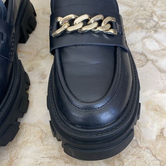 Design Lab Meera Lug Platform Loafers Black Vegan Leather - Picture 7 of 14